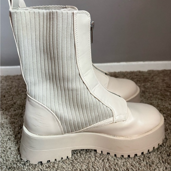 Madden Girl Cream Combat Boots - Picture 7 of 8